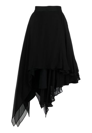 Yohji Yamamoto asymmetric tulle midi skirt - Schwarz