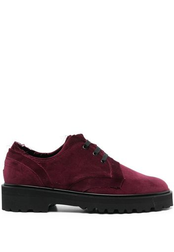 Yohji Yamamoto velvet lace-up derby shoes - Rot