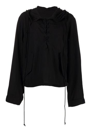 Yohji Yamamoto Hoodie mit Schnürung - Schwarz