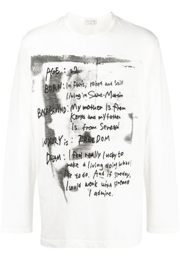 Yohji Yamamoto Pigment long-sleeve T-shirt - Weiß