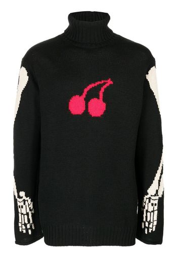 Yohji Yamamoto Rollkragenpullover mit Intarsien-Motiv - Schwarz