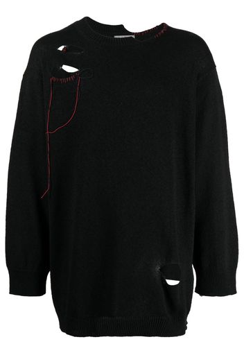 Yohji Yamamoto Pullover mit Löchern - Schwarz