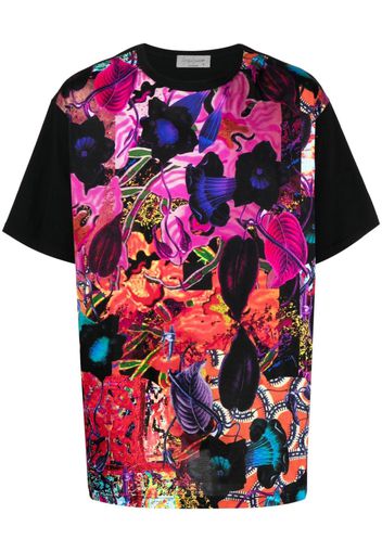 Yohji Yamamoto patchwork-design cotton T-shirt - Schwarz