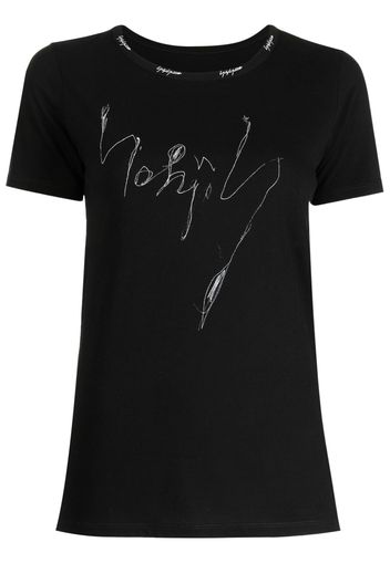 Yohji Yamamoto T-Shirt mit Illustrations-Print - Schwarz