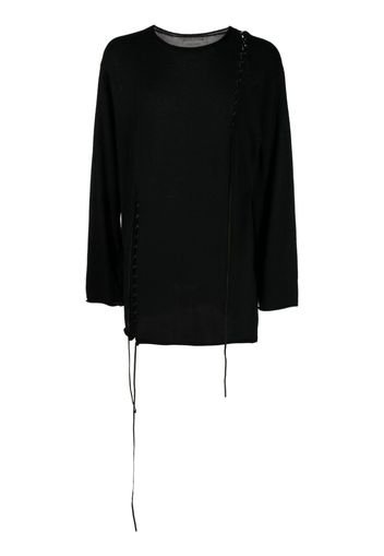 Yohji Yamamoto Sweatshirt mit geflochtenem Detail - Schwarz