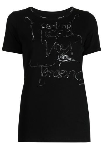 Yohji Yamamoto T-Shirt mit Illustrations-Print - Schwarz