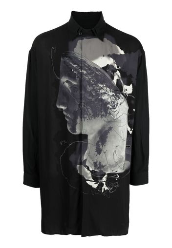 Yohji Yamamoto Hemd mit grafischem Print - Schwarz