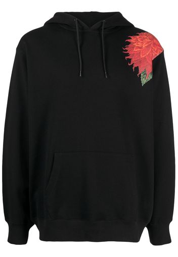 Yohji Yamamoto flower-print cotton hoodie - Schwarz