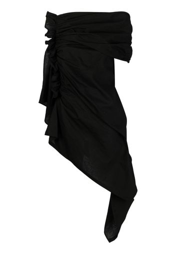 Yohji Yamamoto Gerafftes One-Shoulder-Kleid - Schwarz