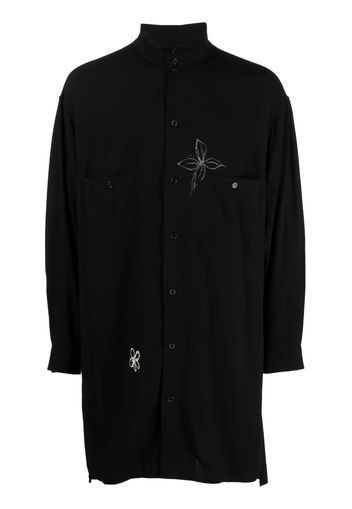 Yohji Yamamoto flower-doodle long shirt - Schwarz