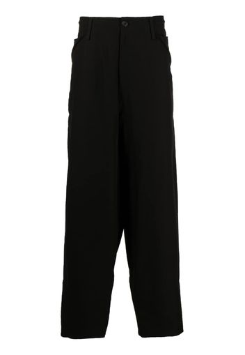 Yohji Yamamoto side-buttons cotton-blend trousers - Schwarz