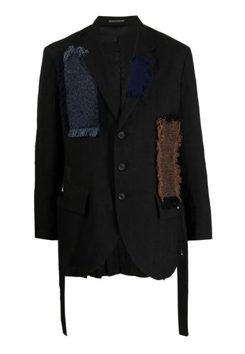 Yohji Yamamoto patchwork single-breasted blazer - Schwarz