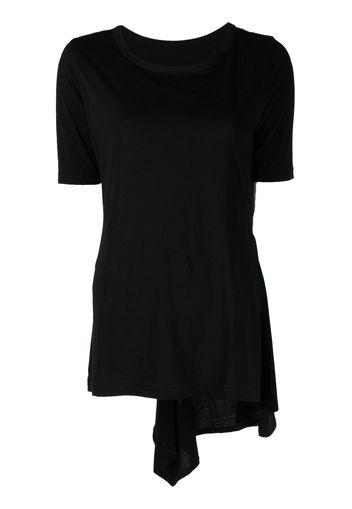 Yohji Yamamoto Drapiertes T-Shirt - Schwarz