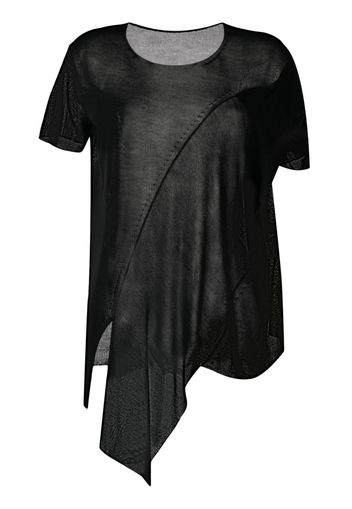 Yohji Yamamoto Semi-transparentes T-Shirt - Schwarz