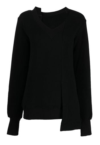 Yohji Yamamoto asymmetric V-neck sweatshirt - Schwarz