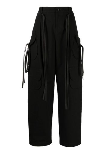 Yohji Yamamoto high-waisted strapped cargo trousers - Schwarz