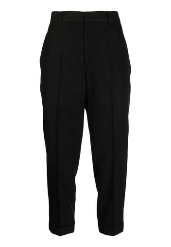 Yohji Yamamoto pressed-crease cropped trousers - Schwarz