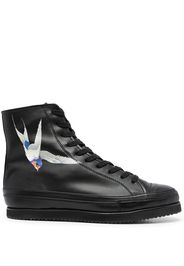 Yohji Yamamoto High-Top-Sneakers mit Vogel-Print - Schwarz