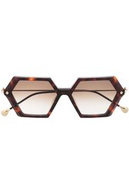 Yohji Yamamoto hexagon-frame sunglasses - Braun