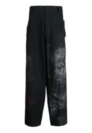 Yohji Yamamoto Wide-Leg-Hose mit Print - Schwarz