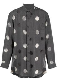 Yohji Yamamoto Seidenhemd mit Polka Dots - Grau