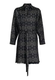 Yohji Yamamoto graphic-print cotton trench coat - Schwarz