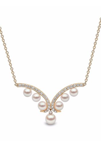 Yoko London 18kt yellow gold Sleek Akoya pearl diamond necklace