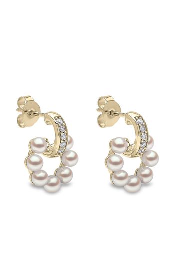 Yoko London 18kt yellow gold Eclipse Akoya pearl and diamond hoop earrings