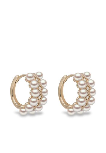 Yoko London 18kt yellow gold Eclipse Akoya pearl and diamond hoop earrings