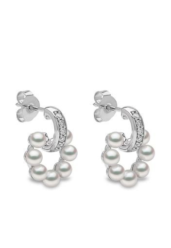 Yoko London 18kt white gold Eclipse Akoya pearl and diamond hoop earrings - Silber