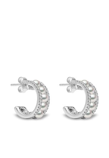 Yoko London 18kt white gold Eclipse Akoya pearl and diamond hoop earrings - Silber