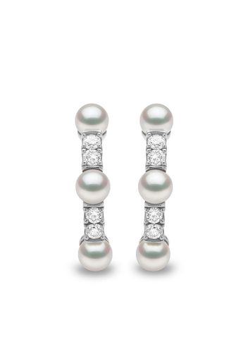 Yoko London 18kt white gold Eclipse Akoya pearl and diamond hoop earrings - Silber