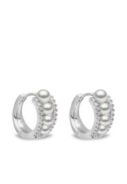 Yoko London 18kt white gold Eclipse Akoya pearl and diamond hoop earrings - Silber