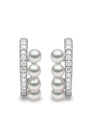 Yoko London 18kt white gold Eclipse Akoya pearl and diamond hoop earrings - Silber