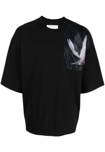 Yoshiokubo oversize short sleeve dove T-shirt - Schwarz