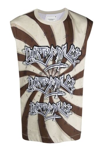 Youths In Balaclava graffiti-print sleeveless T-shirt - Braun