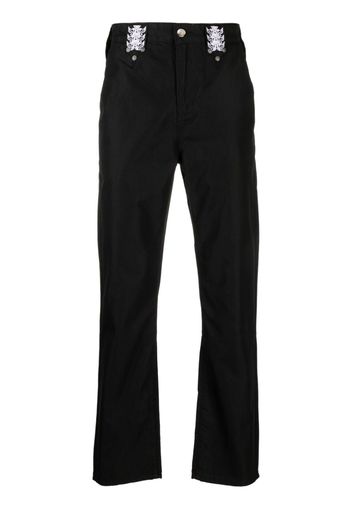 Youths In Balaclava embroidered-motif straight-leg trousers - Schwarz