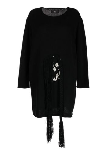 Y's oversized intarsia-knit skeleton jumper - Schwarz