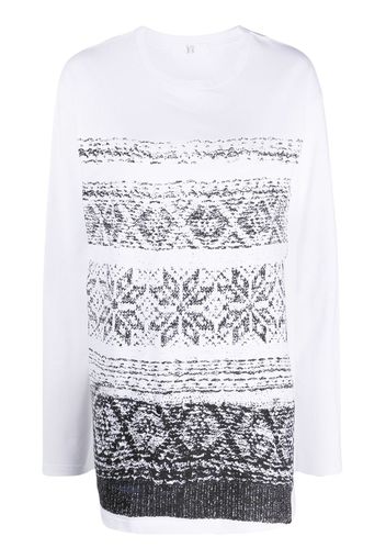 Y's graphic-print long-sleeve cotton T-shirt - Weiß