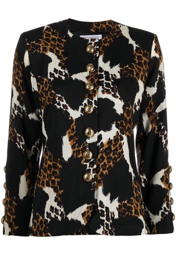 Yves Saint Laurent Pre-Owned 1980s animal-print single-breasted jacket - Schwarz