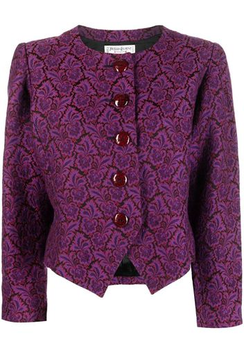 Yves Saint Laurent Pre-Owned floral jacquard collarless jacket - Violett