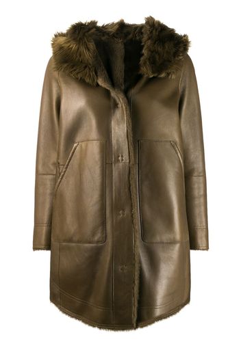 Yves Salomon Kapuzenmantel mit Shearling - Grün