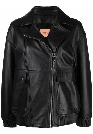 Yves Salomon zip-up leather jacket - Schwarz