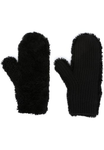 Yves Salomon panelled ribbed-knit mittens - Schwarz