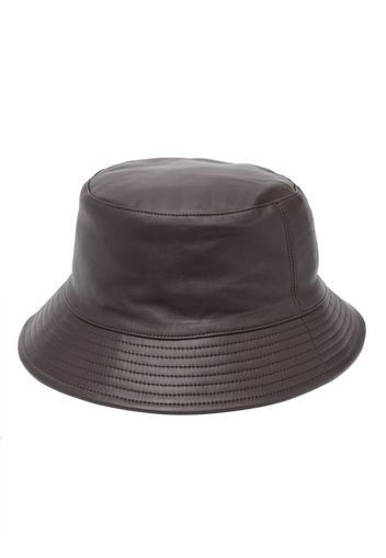 Yves Salomon tonal-stitching leather bucket hat - Braun