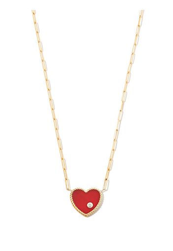 Yvonne Léon 18kt yellow gold agate heart diamond pendant necklace