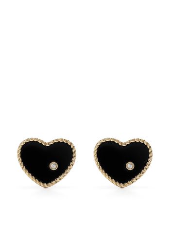 Yvonne Léon 9kt yellow gold onyx and diamond stud earrings