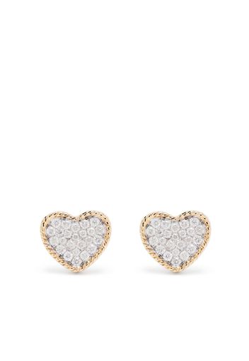 Yvonne Léon 9kt yellow gold diamond heart stud earrings