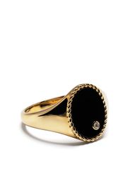 Yvonne Léon 9kt yellow gold onyx and diamond signet ring