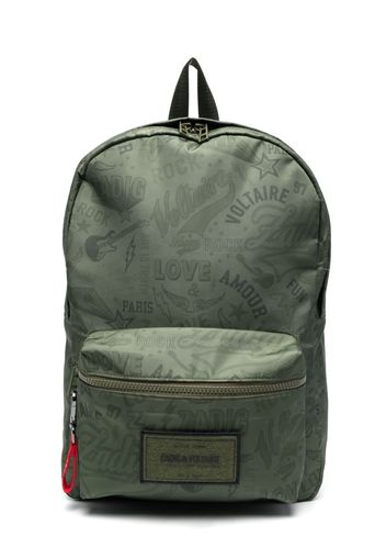 Zadig & Voltaire Kids Rucksack mit Slogan-Print - Grün